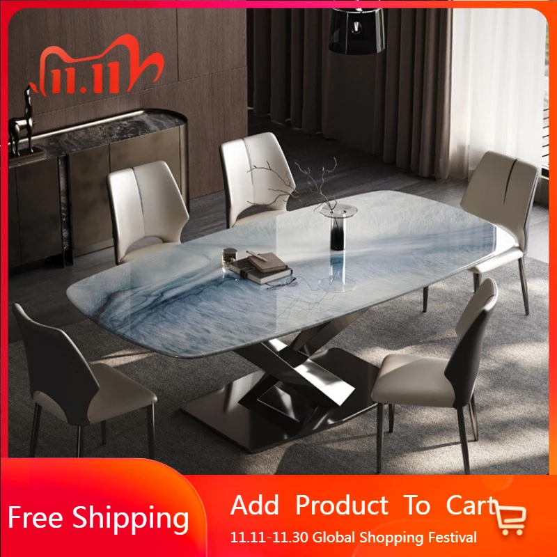 

Kitchen Conference Dining Table Luxury Modern Glass Salon Living Room Dining Table Lounge Service Muebles Kitchen Furniture