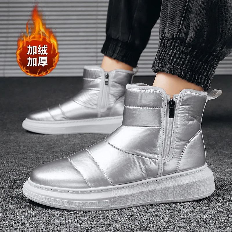 

New Winter Plush Snow Boots Men Thick Warm Cotton Shoes Man Fashionable and Waterproof Men's Bread Shoes Casual Ankle Boots