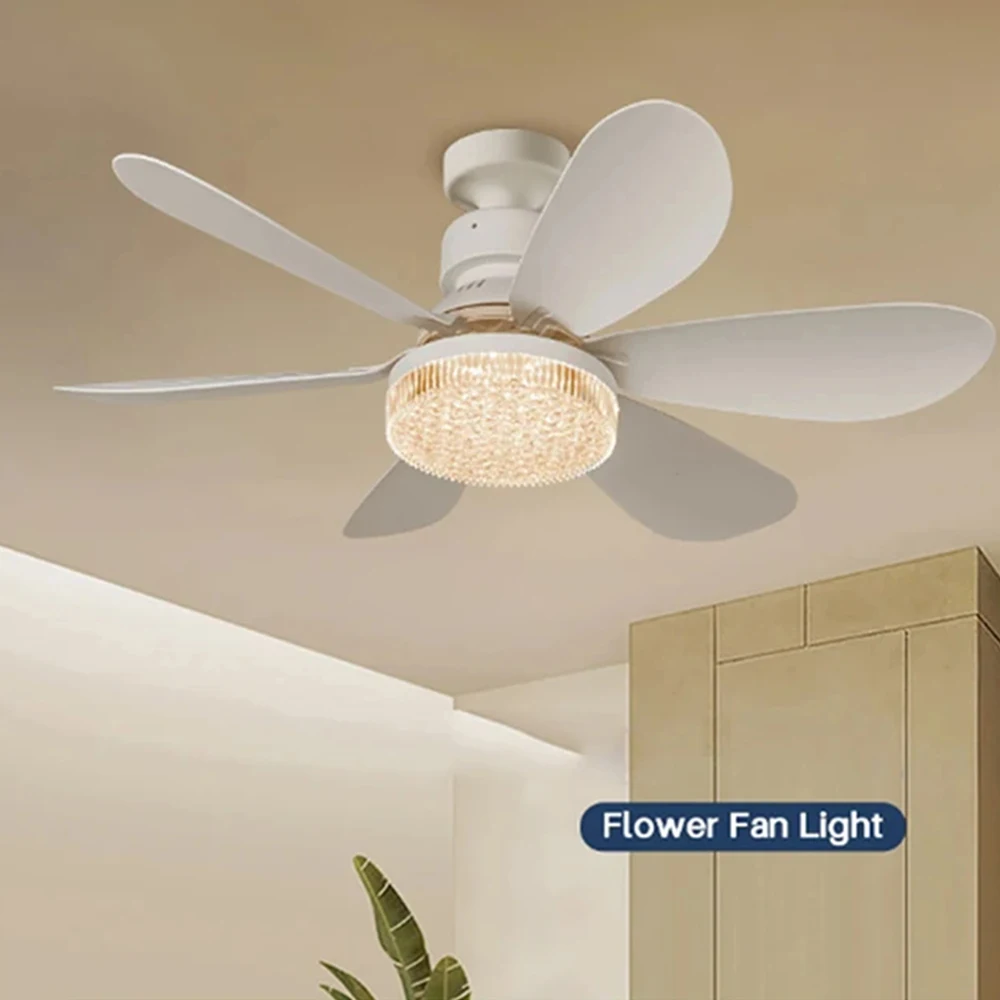 

LED Ceiling Fan Light 2-in-1 E27 Base With Remote Dimming Function 30W 16.5-inch For Bedroom Living Room Kitchen Dinning Room