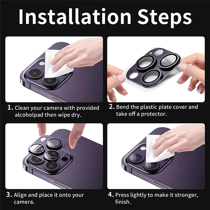 كاميرا حماية معدنية ثلاثية الأبعاد لهاتف آيفون 17 16 15 14 13 Pro Max Mini Plus واقي كاميرا زجاجي من سبائك الألومنيوم غطاء كامل