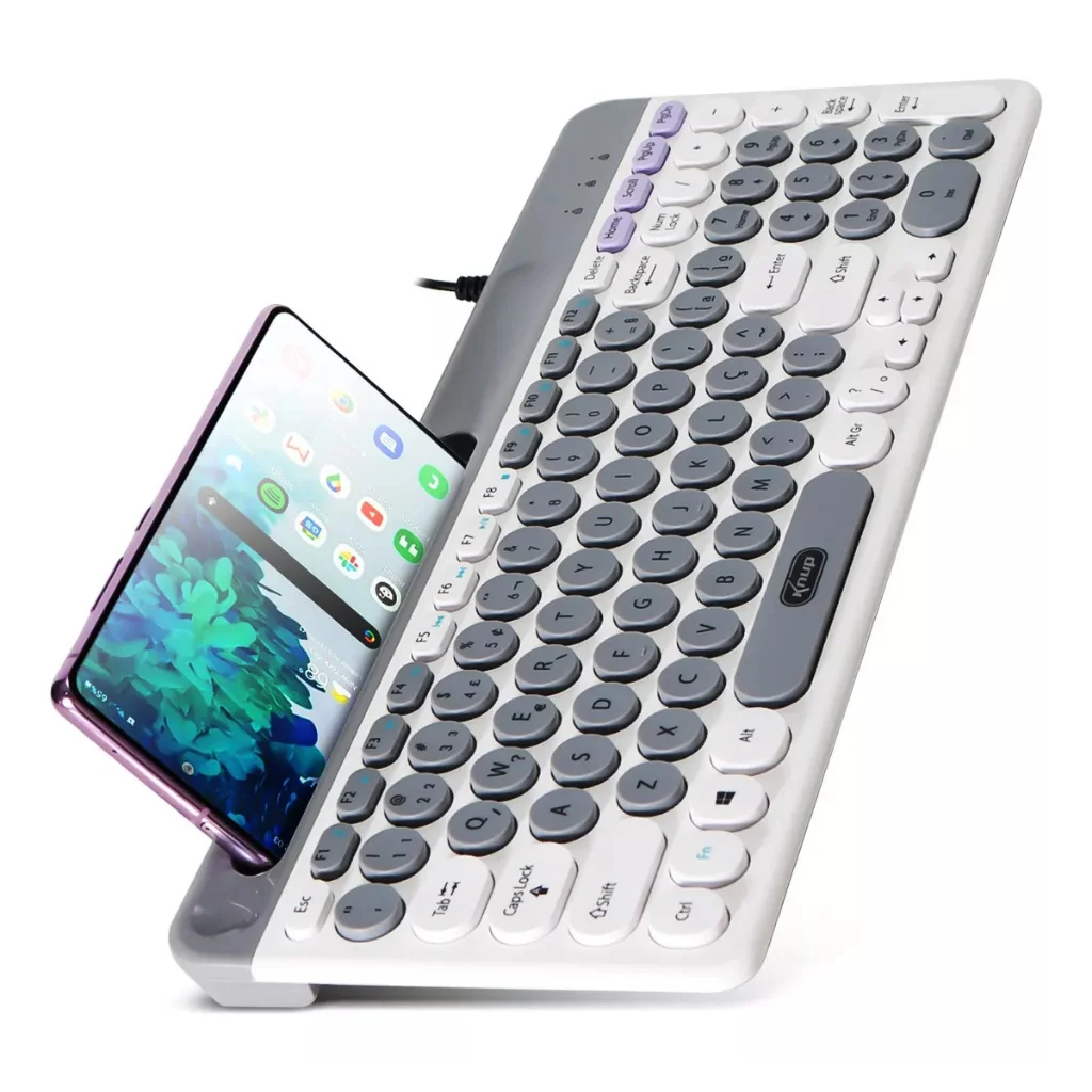 Teclado Multimídia Branco Pc Computador Fio Abnt2 Silencioso