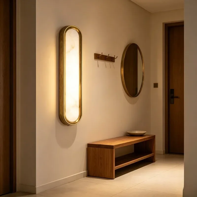 Simplicity Nordic Marble Luminous Bar Pillar Shape LED Wall Lamps Indoor Art Lustre Light for Bedroom Home Decoration Chandelier