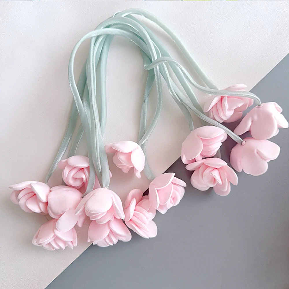 1pc 패브릭 더블 엔드 백합 꽃 새싹 꽃 장식 패치 DIY 스커트 옷 배낭 펜던트 수제 액세서리