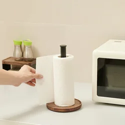Walnut Vertical stand Kitchen Wooden Roll Paper Holder Dispenser for Paper Towel Storage in Kitchens, Dining Areas, Bathrooms
