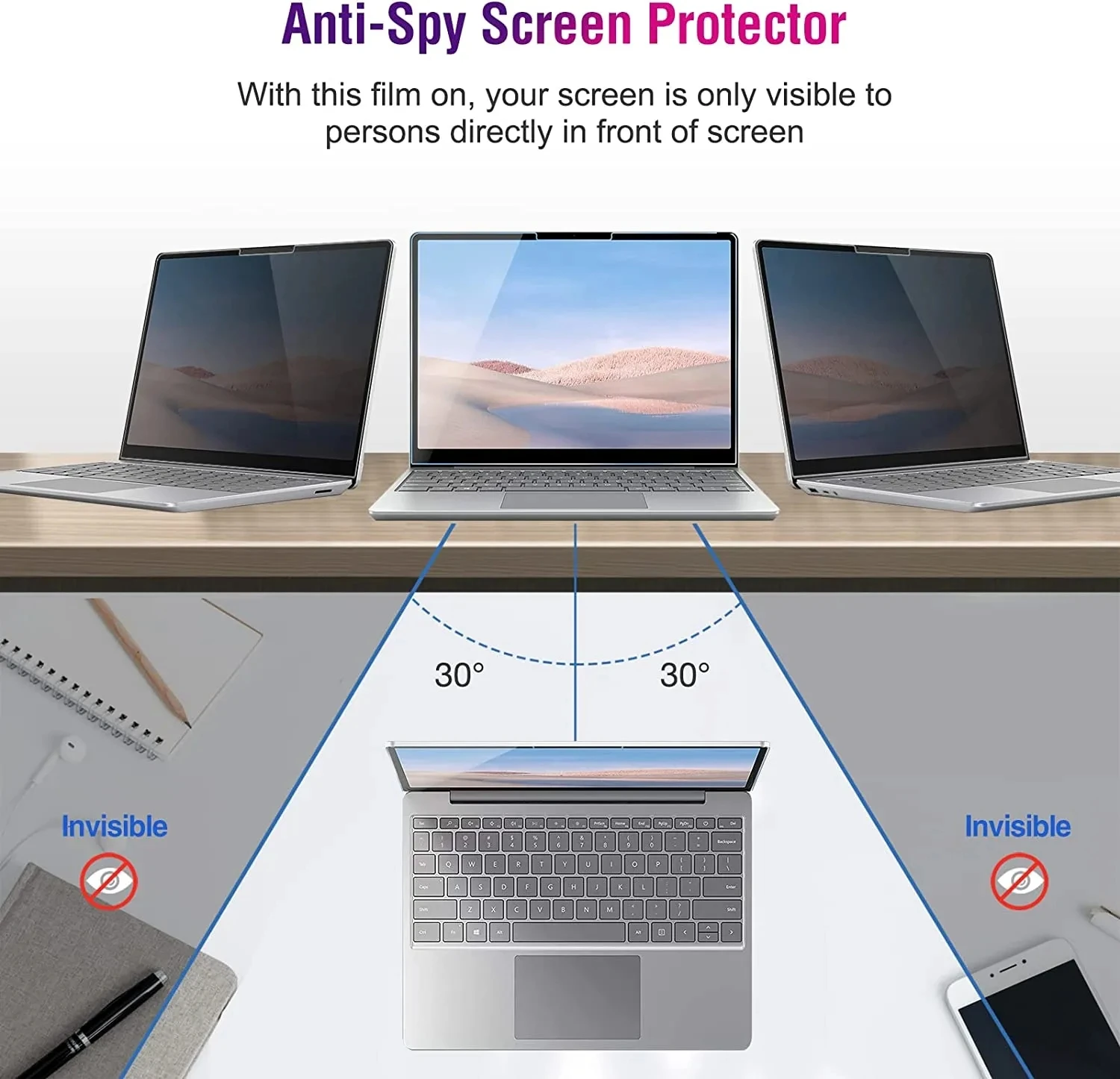 Película de privacidad para Surface Pro 9 8 7 7+ 6 5 4 X filtro protector de pantalla para Microsoft Laptop Studio GO 2 Book 2 3 antideslumbrantes