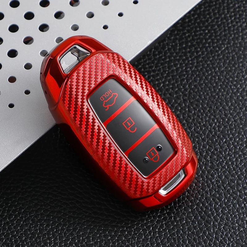 3 Buttons Carbon Fiber Soft TPU Car Key Case Cover for Hyundai I30 Ix35 Kona Encino Solaris Azera Accent TM Palisade Santa Fe - Image 6