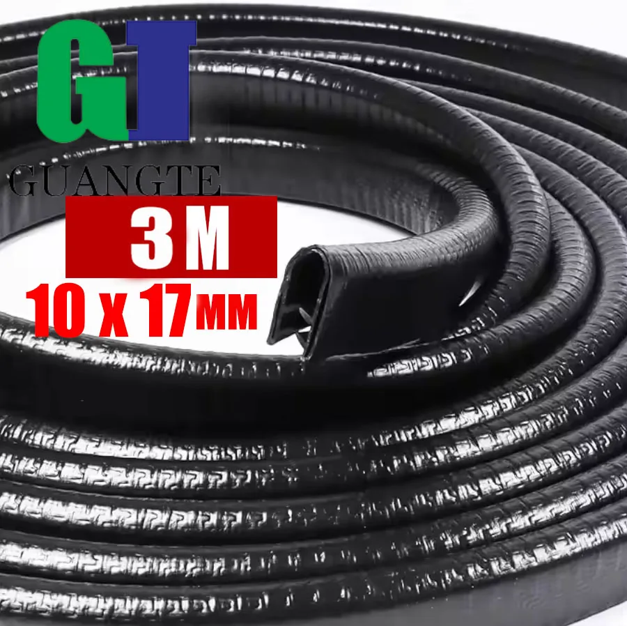 

3M 10*17MM Rubber with Steel U Type Car Door Anti-collision Strips Auto Door Edge Scratch Protector Strip Car Sealing Guard Trim