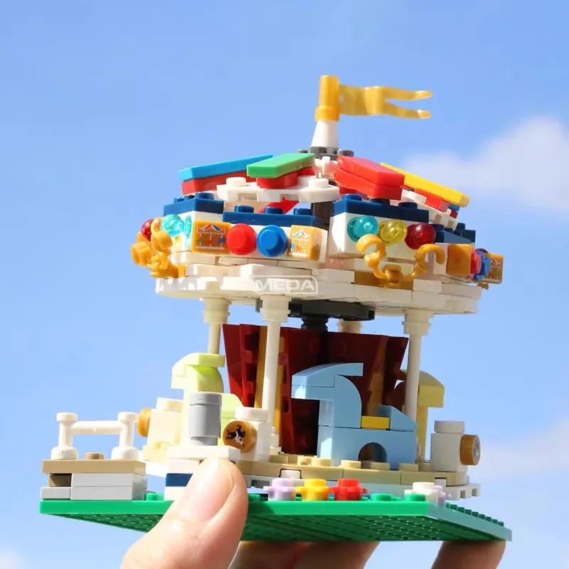 

Mini Amusement Park Series Building Block Ferris Wheel Carousel Blocks Model Pirate Ship Big Swinging Self Assembly Bricks Toy