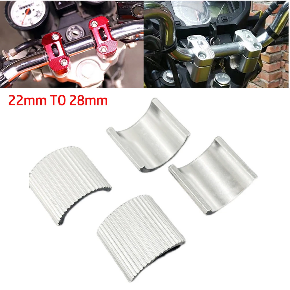 4Pcs 22mm 7/8 Inch To 28mm 1-1/8 Inch Motorcycle Handlebar Mount Riser Clamp Conversion Shim Spacer Motorcycle Accessory