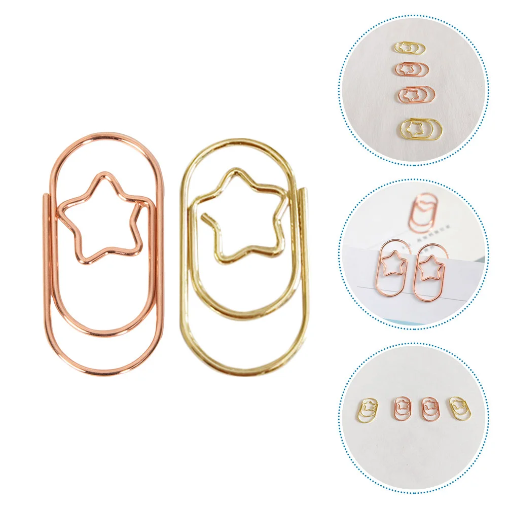 50 Pcs Pentagram Paper Clip Clips Cute The Bookmark Metal Fun Star-shaped Paperclips Small Clamps Folder