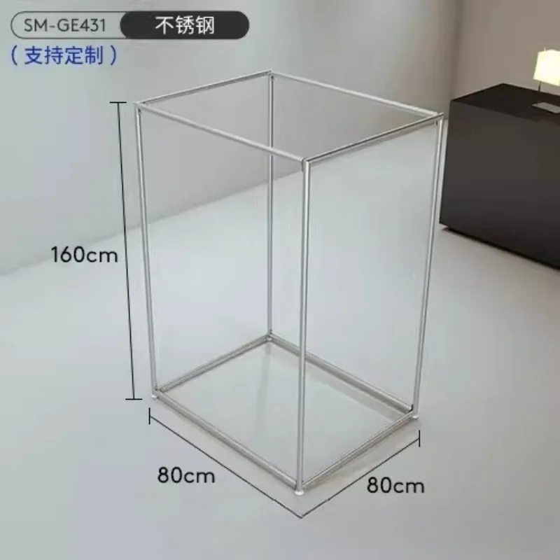 Stainless steel clothing store display rack, island display rack, square island shelf in the middle of the store, clothes rack