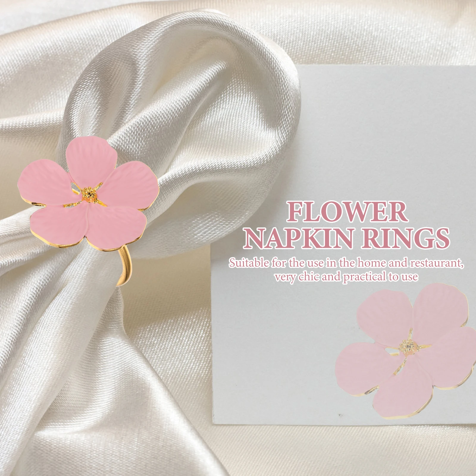 

6pcs Flower Napkin Rings Elegant Metal Holder Adjustable Wedding Decor Party Accessories Banquet Tableware Pad