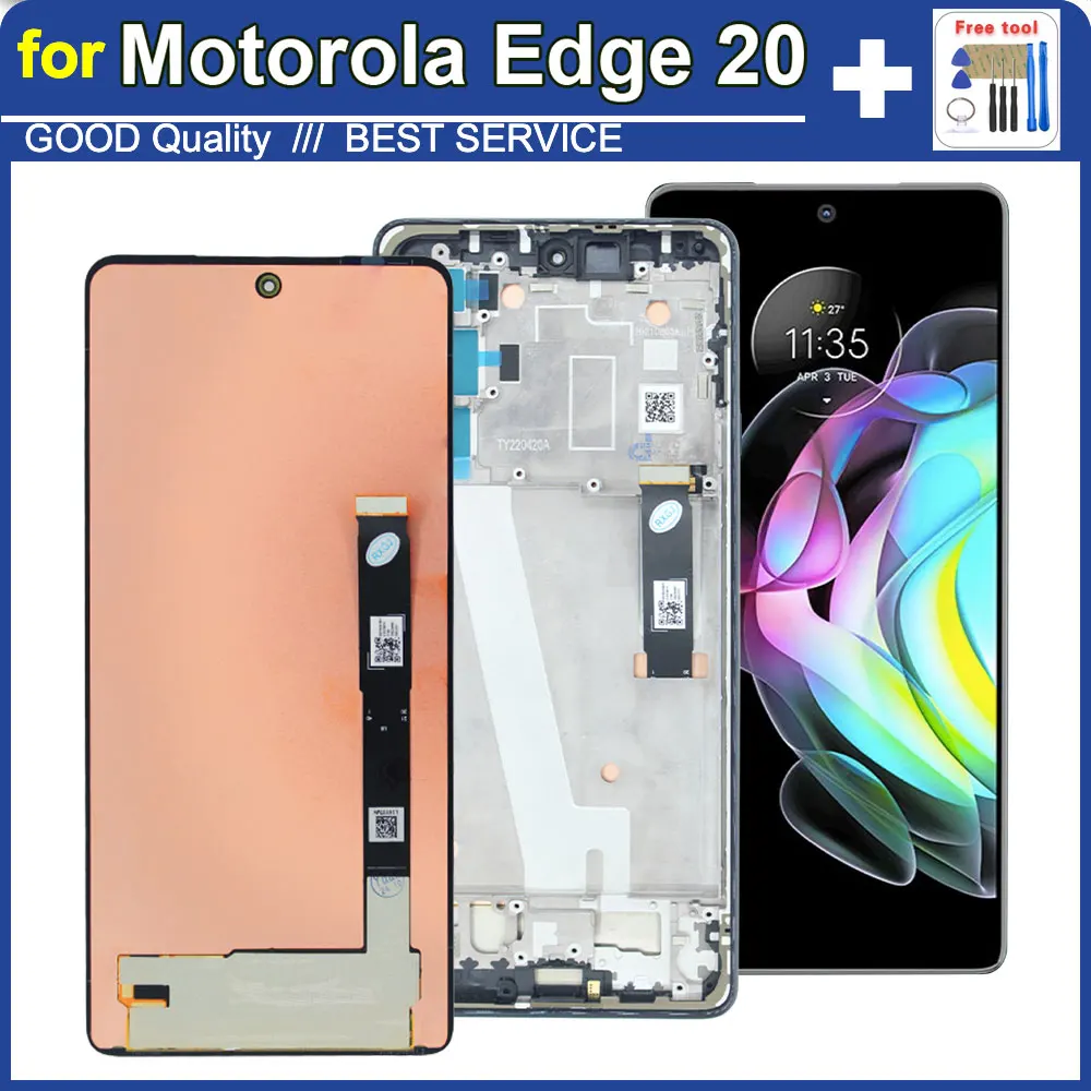 Для Motorola Moto Edge 20 XT2143: Полный сенсорный дисплей (LCD) в сборе, запчасть для ремонта телефона