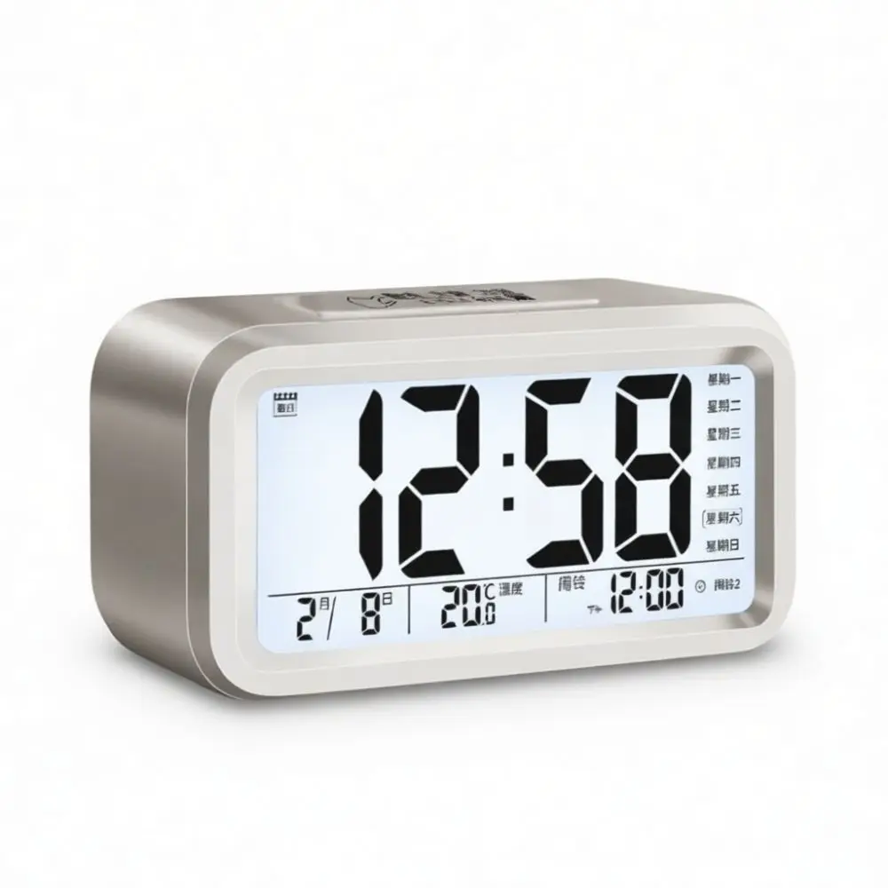 New 2026 Digital Alarm Clock For Teens Children Desktop Decoration Clock With Large LCD Screen Week Temperature