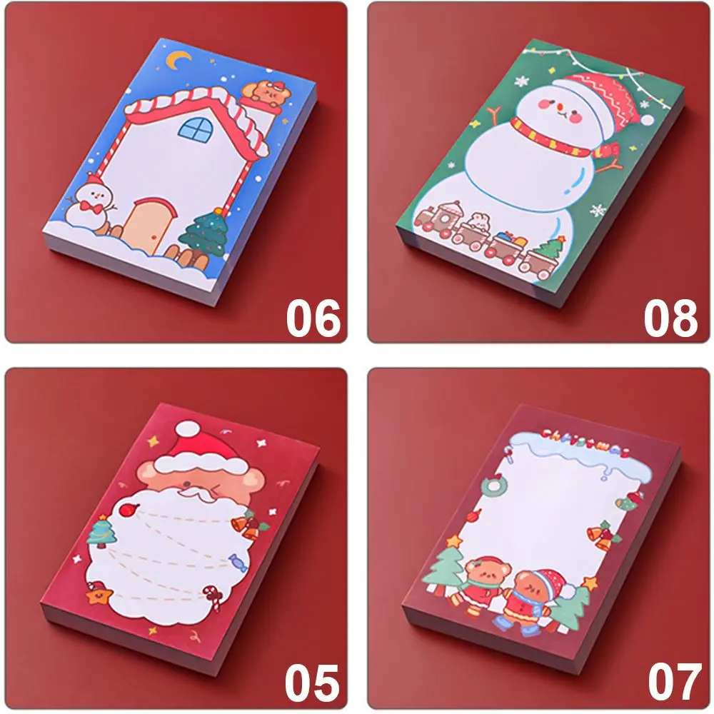 Sheets Cute Notepad Paper Office Supplies Santa Posts Stationery Writing Paper Message Notes Christmas Memo Pads Sticky Notes