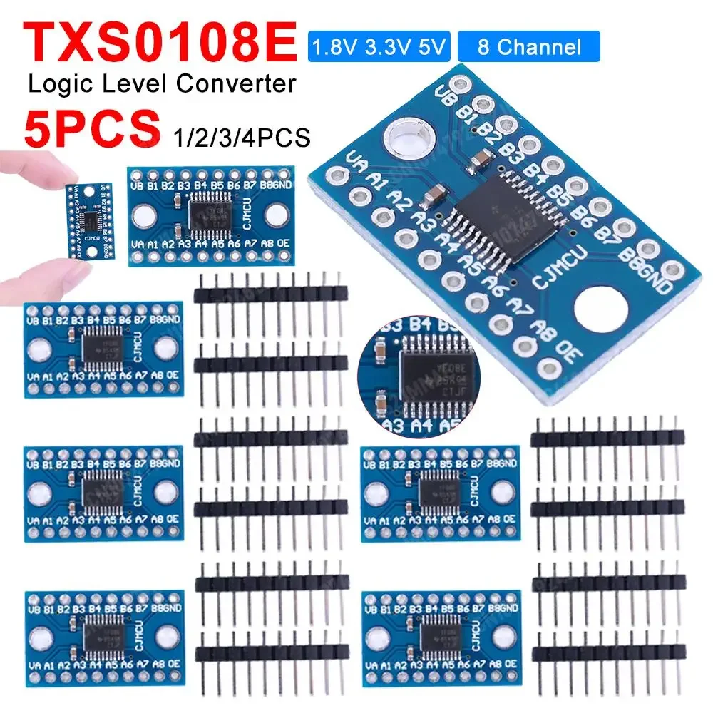 1-5pcs TXS0108E Logic Level Shifter Bi-Directional Module 3.3V 5V 8 Channel Logic Level Switching Shifter High Speed for Arduino