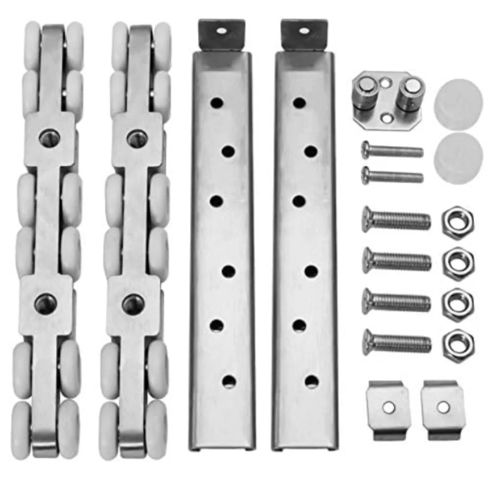 Sliding Door Track System with 12 Wheels in Stainless Steel for Stable For Smooth Movement of Wooden and Glass Barn Doors