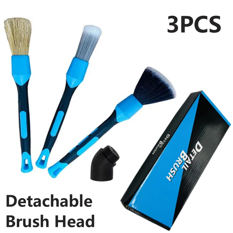 

3PCS Car Detail Brush Crevice Brush Tire Cleaning Brush Set of Soft Bristle Interior Detachable Car Wash Detail Brushes Cartoned