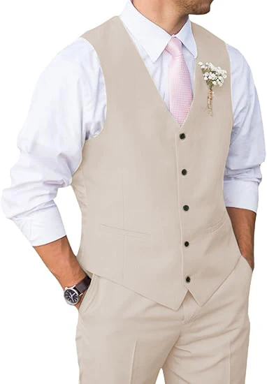 

Men's Retro Style Two-Piece Set with Single Breasted Vest And V-Neck for Office Business Activities