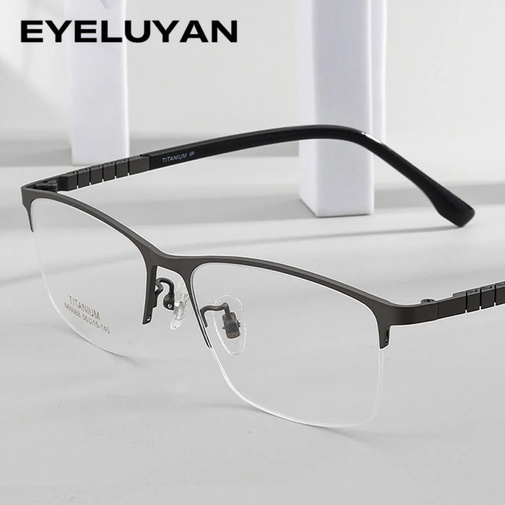 

EYELUYAN Men's Business Eyeglass Frame Titanium Alloy Half Frame Myopia Prescription Optical Eyewear Frame 69988