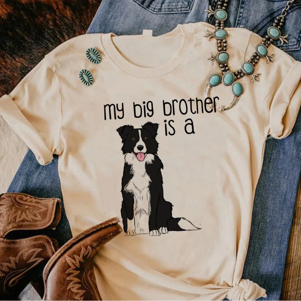 Border Collie t shirt women Y2K top female graphic comic 2000s clothes