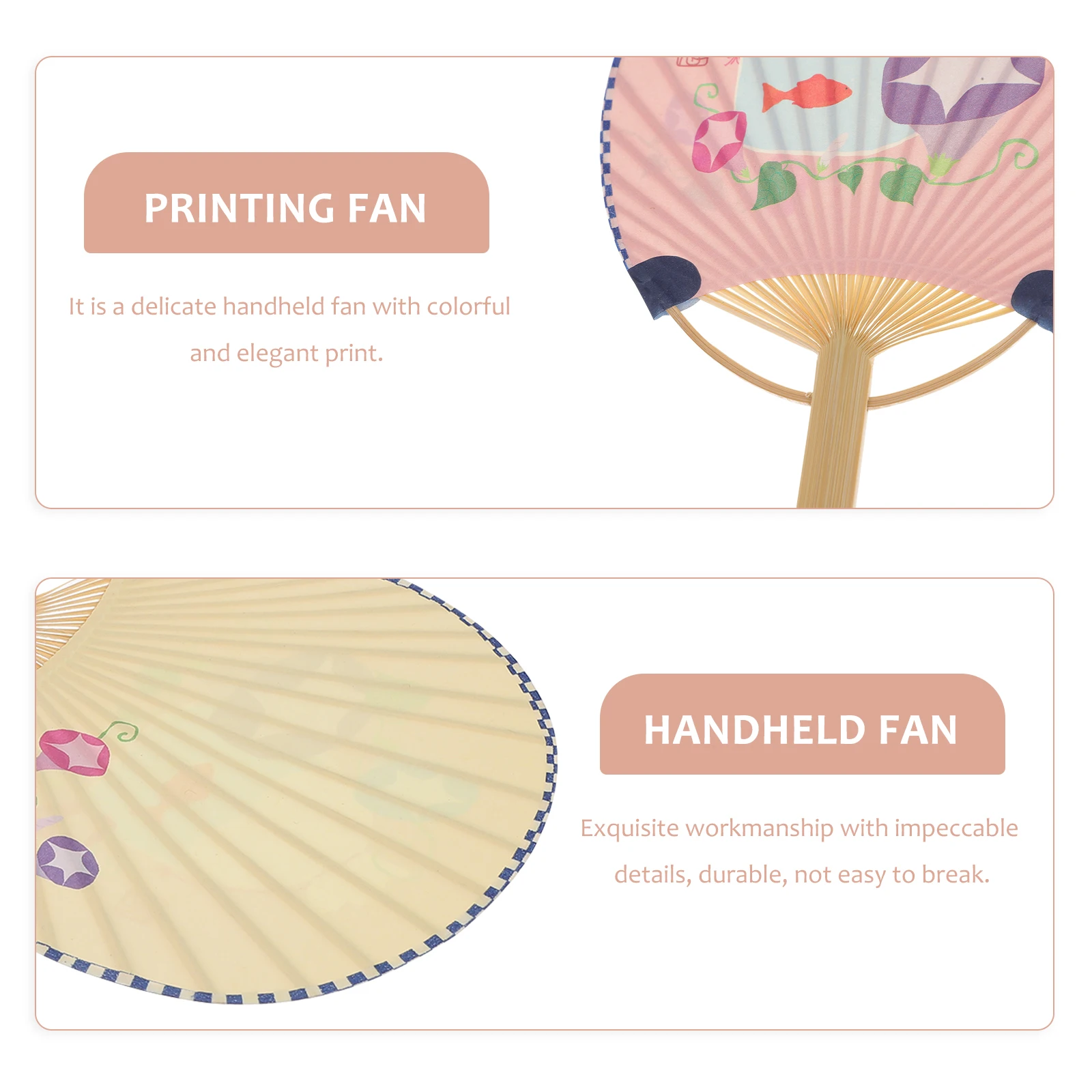 

Children Paper Fan Handheld Kids Summer Chinese Style Bamboo Printing Mini Fan Decoration Cooling Portable Gift