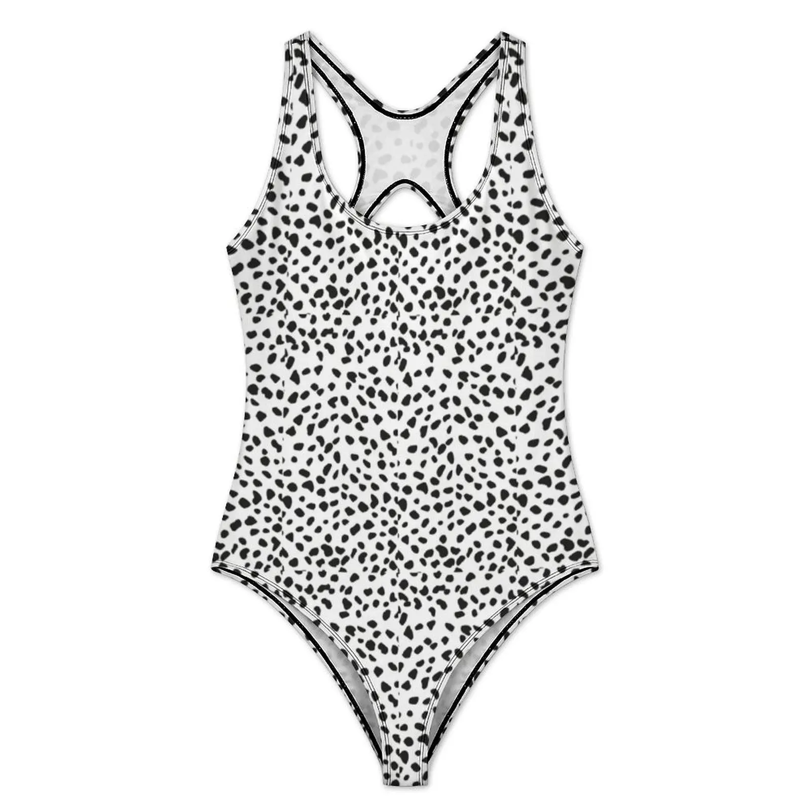 Dalmation Print Swimsuit Sexy Black Polka Dots One Piece Swimwear Push Up Swimsuits Retro Vacation Bath Beachwear