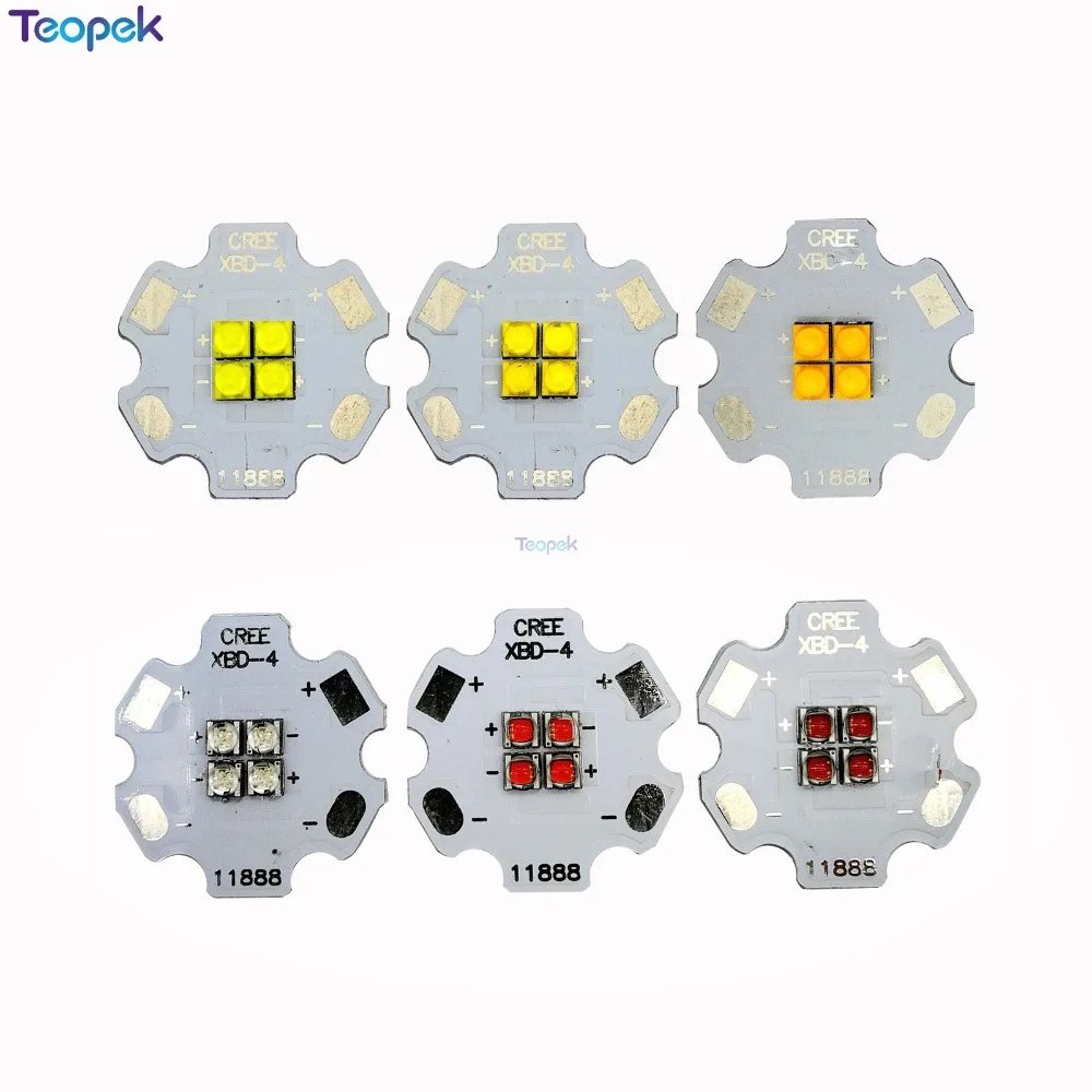 5PCS XBD XB-D 4 LEDS 12V 12W Warm /Neutral/ Cool White Led Chip 20mm Base