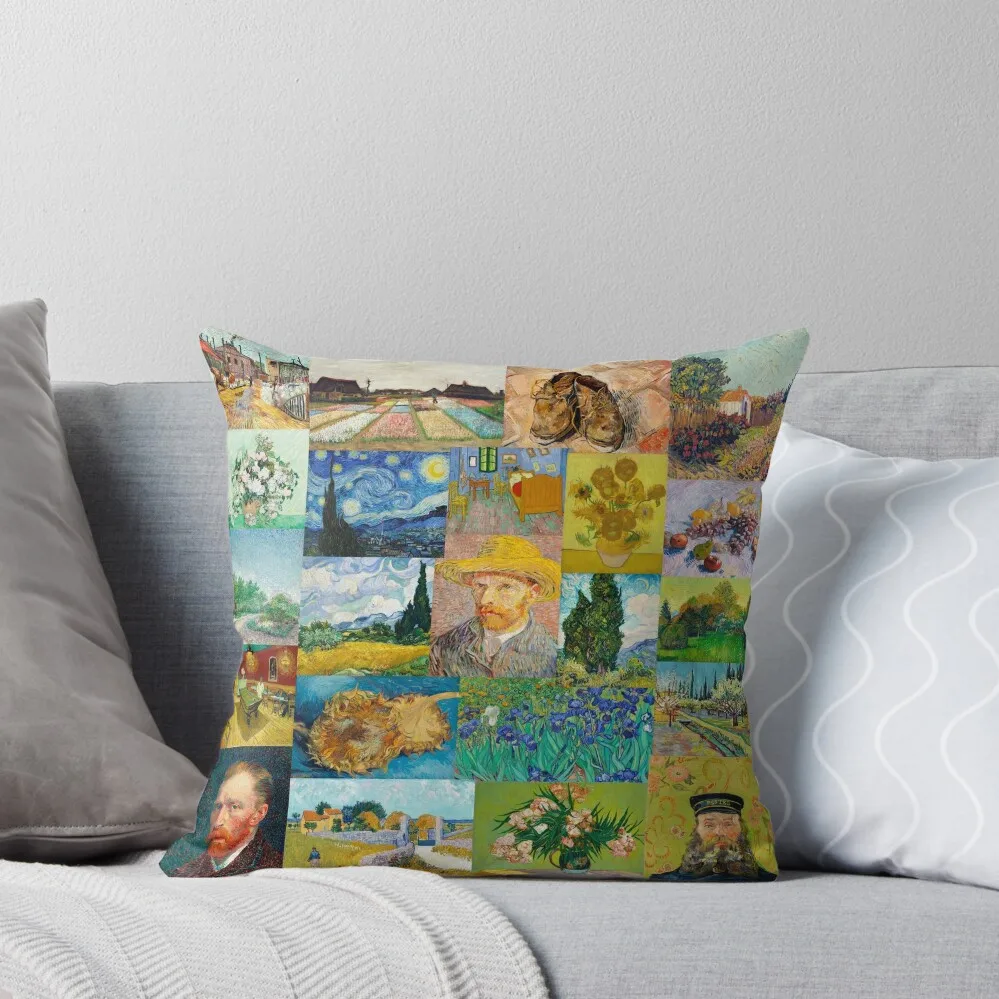

Van Gogh Collage Throw Pillow christmas supplies Luxury Room Decorative Cushions Luxury Cushion Cover Couch Pillows pillow