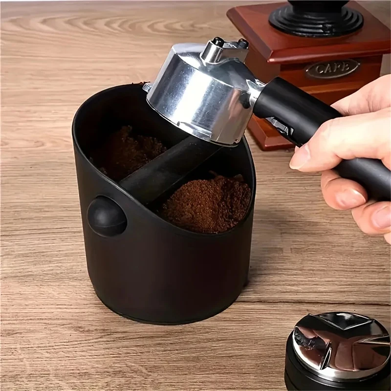 Food-Grade ABS Coffee Ground Shock-Absorbent Knock Box Thickened Anti-Slip Espresso Waste Bin Compact Coffee Bar Accessory