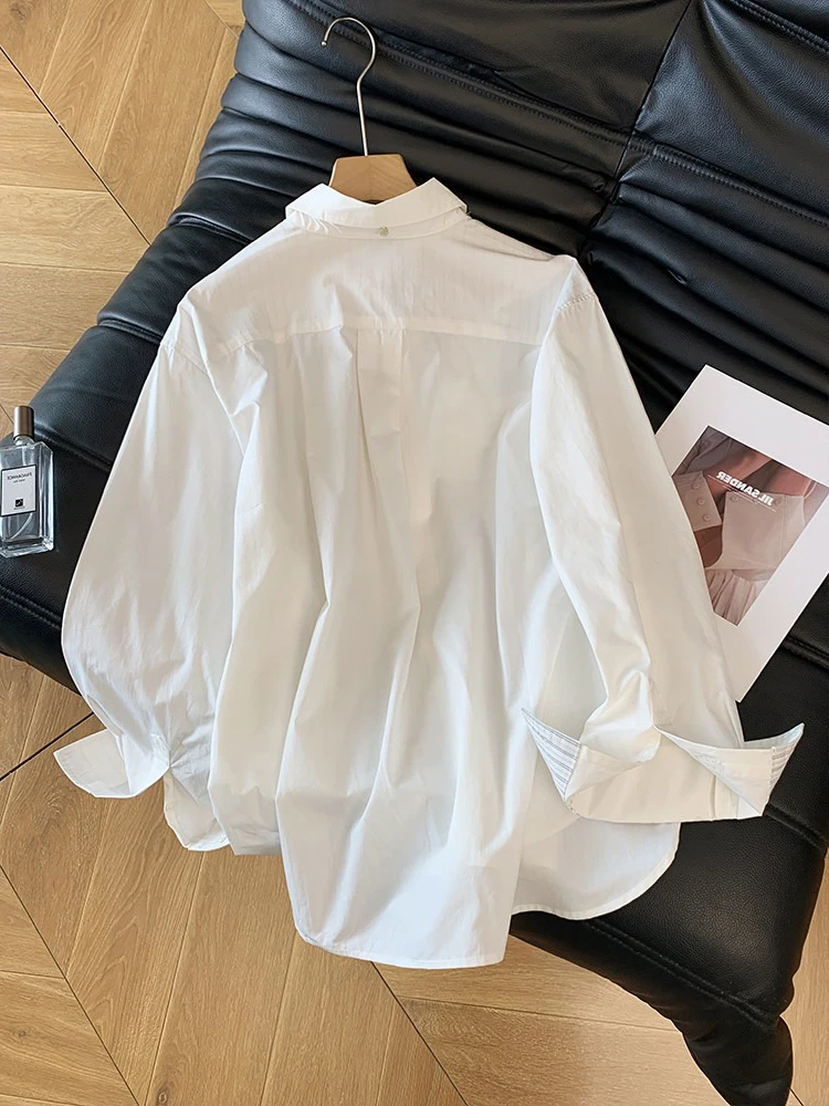 Faionable gestreepte lange Sve irt losse pasvorm kraag ex zomer irt Sli bovenkleding voor mannen en vrouwen