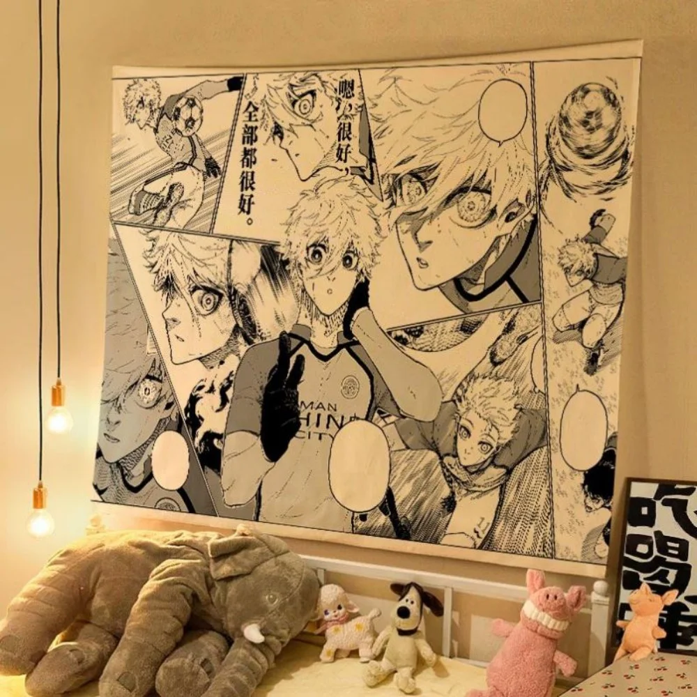 سوبر كول المشارك العلم اليابانية الساخن أنيمي الأزرق قفل نسيج ديكور المنزل غرفة المعيشة عنبر غرفة نوم خلفية القماش الجدار #4