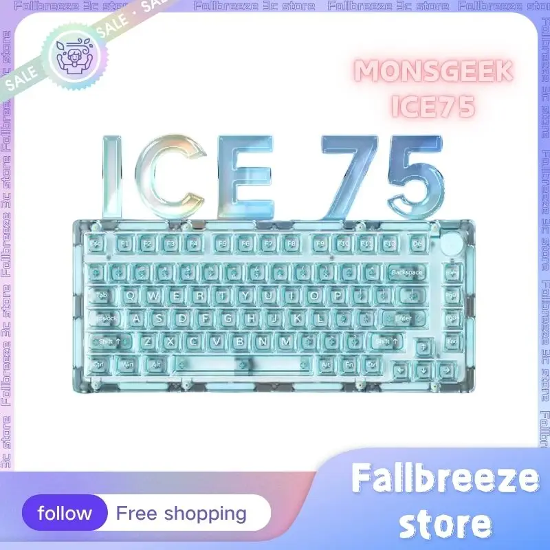 

Monsgeek ICE75 Wireless Bluetooth Mechanical Keyboard Transparent 3-Mode Keyboard Hot Swap RGB Backlit Customize Gaming Keyboard