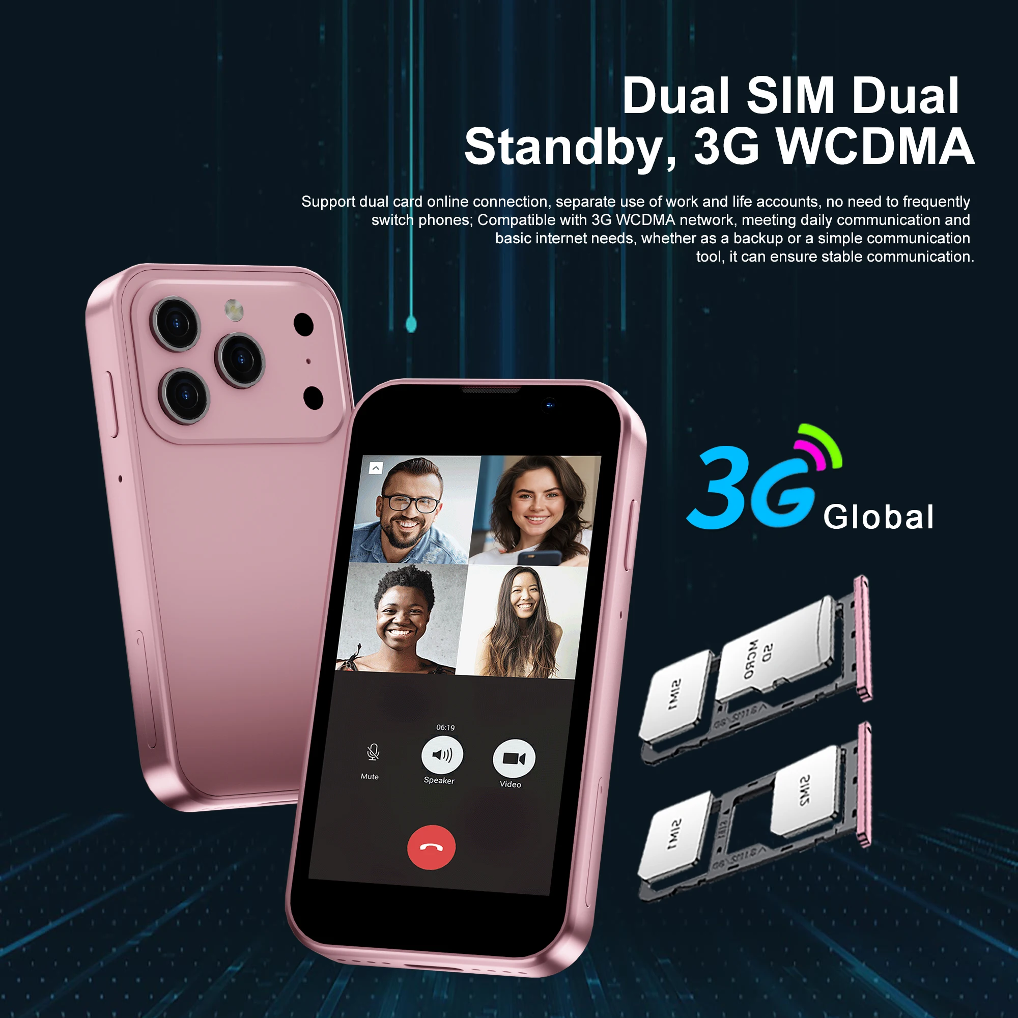 SERVO 17SE มินิ 3G สมาร์ทโฟนจิ๋ว ระบบแอนดรอยด์ พร้อมเพลย์สโตร์ 2GB+16GB รองรับ WhatsApp GPS WiFi ซิมคู่ หน้าจอ 3.0 นิ้ว โทรศัพท์มือถือสมาร์ทโฟนขนาดเล็ก