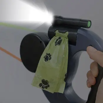 三合一雙頭自動伸縮狗繩,附手電筒、便便袋分發器、反光寵物貓可伸縮幼犬牽引繩 10 最佳銷售 狗繩燈 - №3