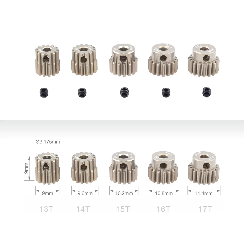 NEEBRC Metal M0.6 Pinion 3.175mm Aluminum Teeth 13T 14T 15T 16T 17T-33T Motor Gear Combo Set for RC 1/10 Car Model Accessories