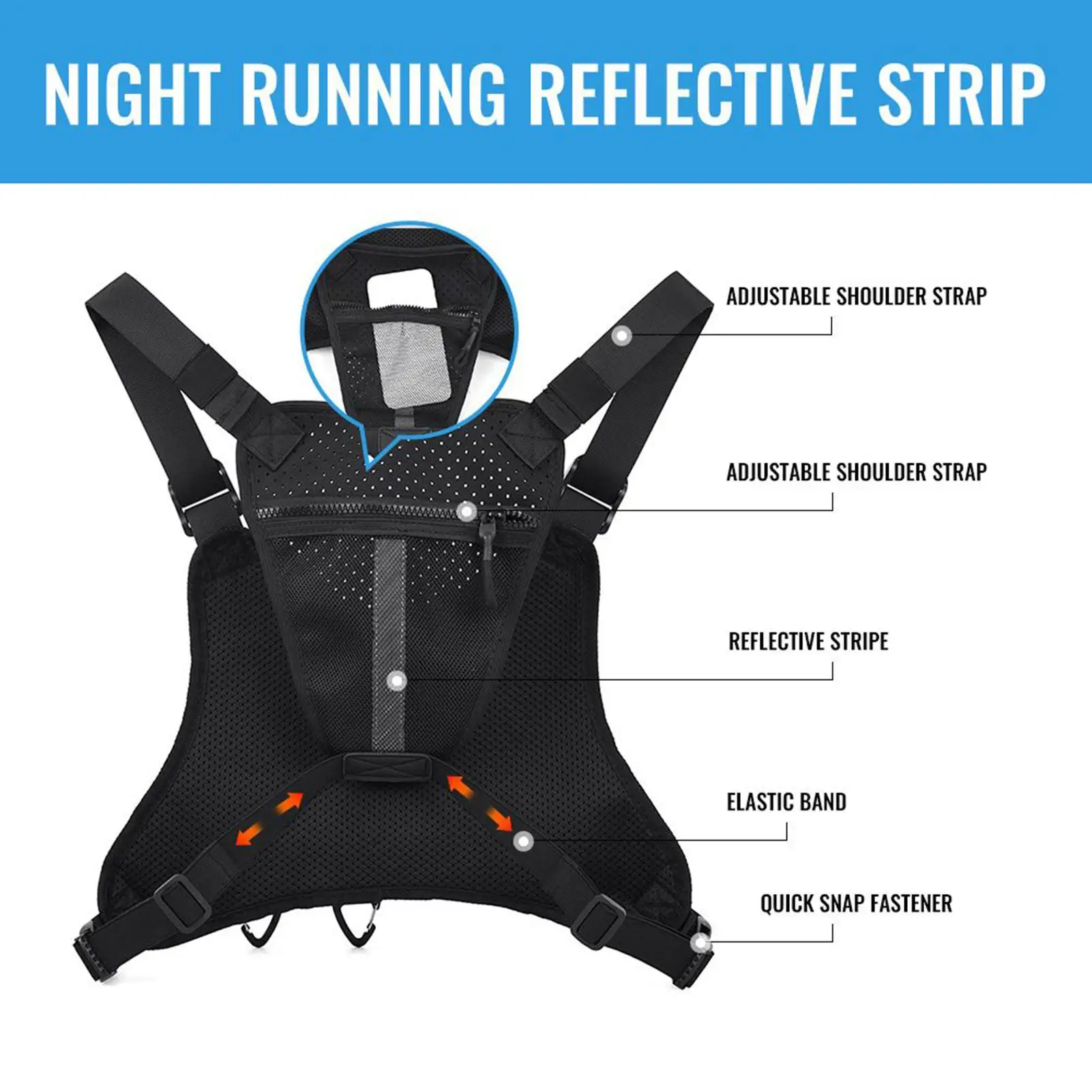 Running Chest Bag Running Vest Slim Chest Pack Phone Holder Outdoor Gear Pouch For Travel Runners Cycling Hiking Camping Jogging