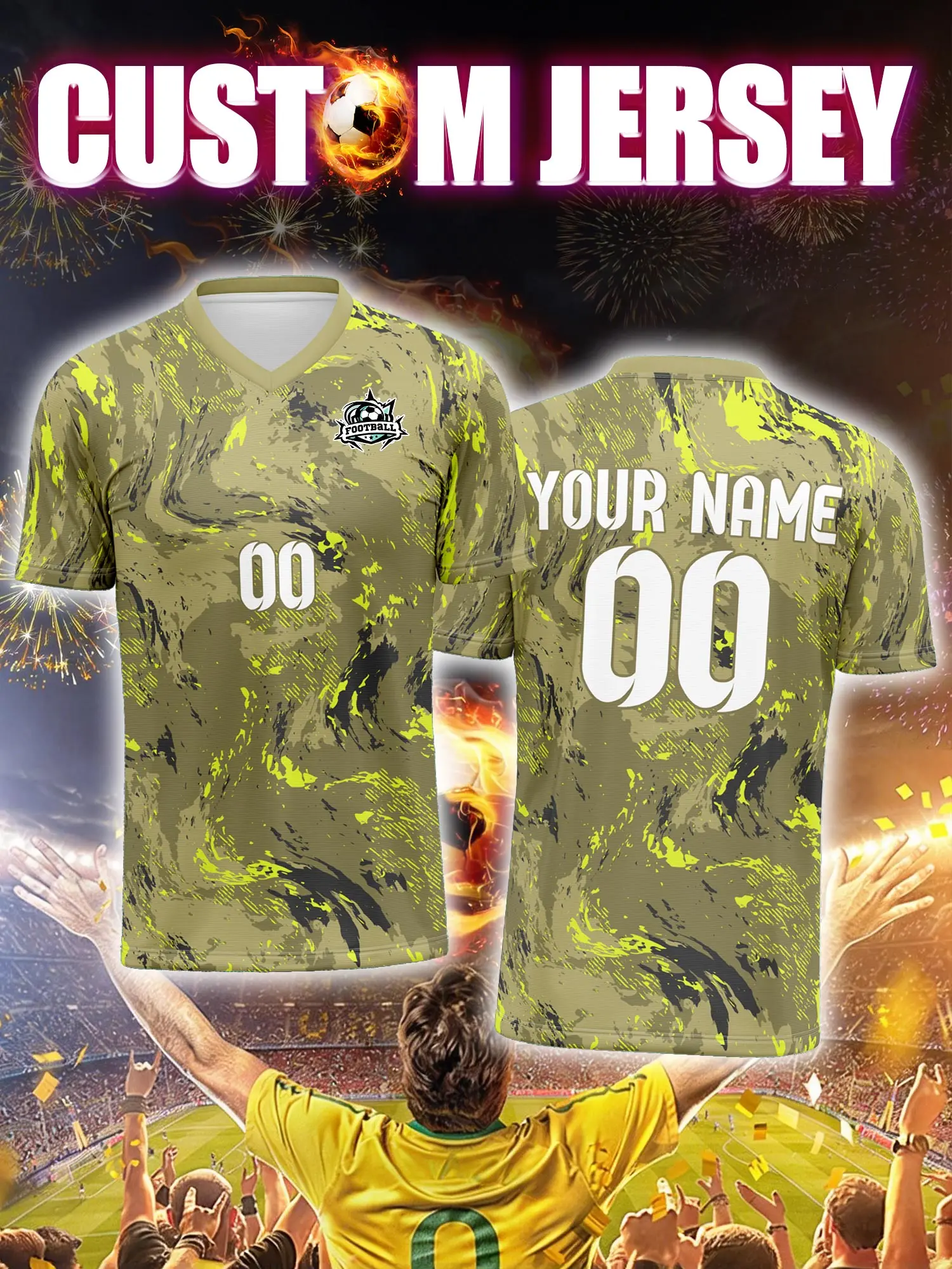 

Футбольная форма на заказ с индивидуальным изображением, номером и именем, повседневная уличная модная футбольная одежда в расслабленном стиле.