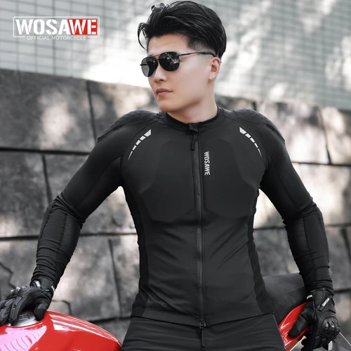 WOSAWE chaquetas de motocicleta chaqueta de protección de armadura de cuerpo completo verano otoño ligero suave ropa de Motocross chaqueta de motocicleta