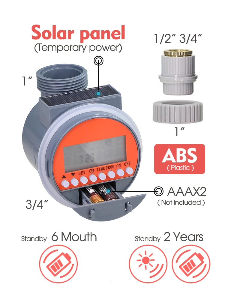 Solar Powered Ball Valve Garden Digital Water Timer Programmable Tap Hose Sprinkler Controller Waterproof Auto Irrigation Smart