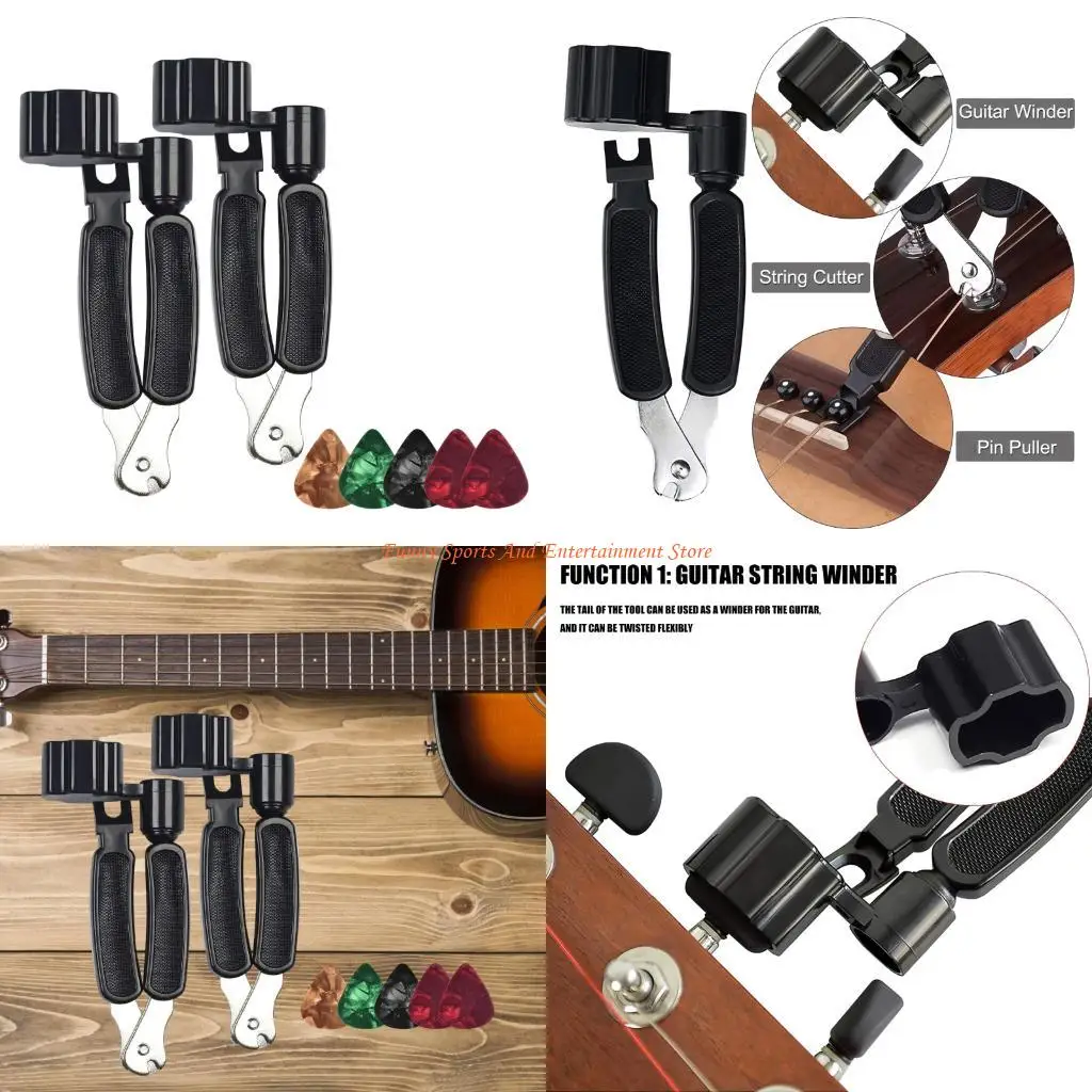 C4DE Compacts Guitar String Changer Tool Professional Guitar Maintenance Tool Set With Pin Removal Feature 5 Frees Picks