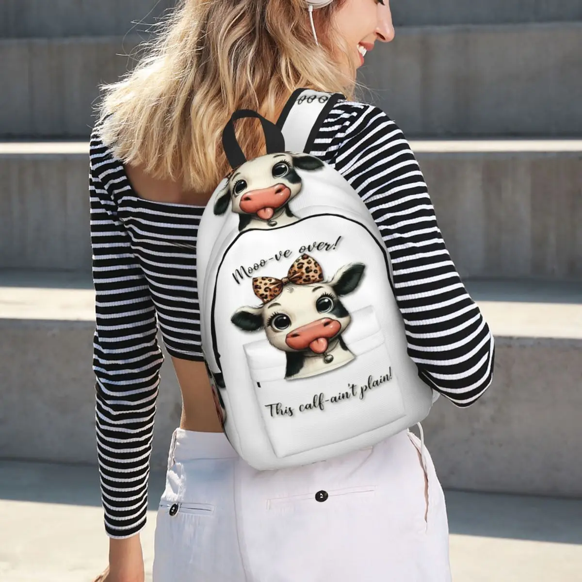 

Cute Cow Backpack Hot Sale Daypack Large Capacity Children BookBag School Bag Shoulder Bags for Men Women