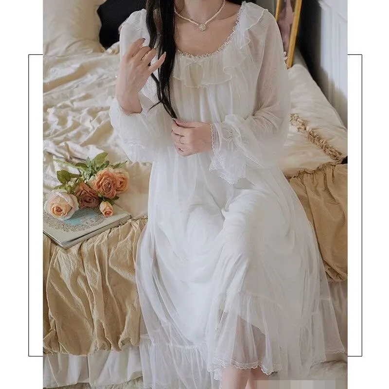 Womens Nightgown Lace with Bowknot Pajamas - view 5
