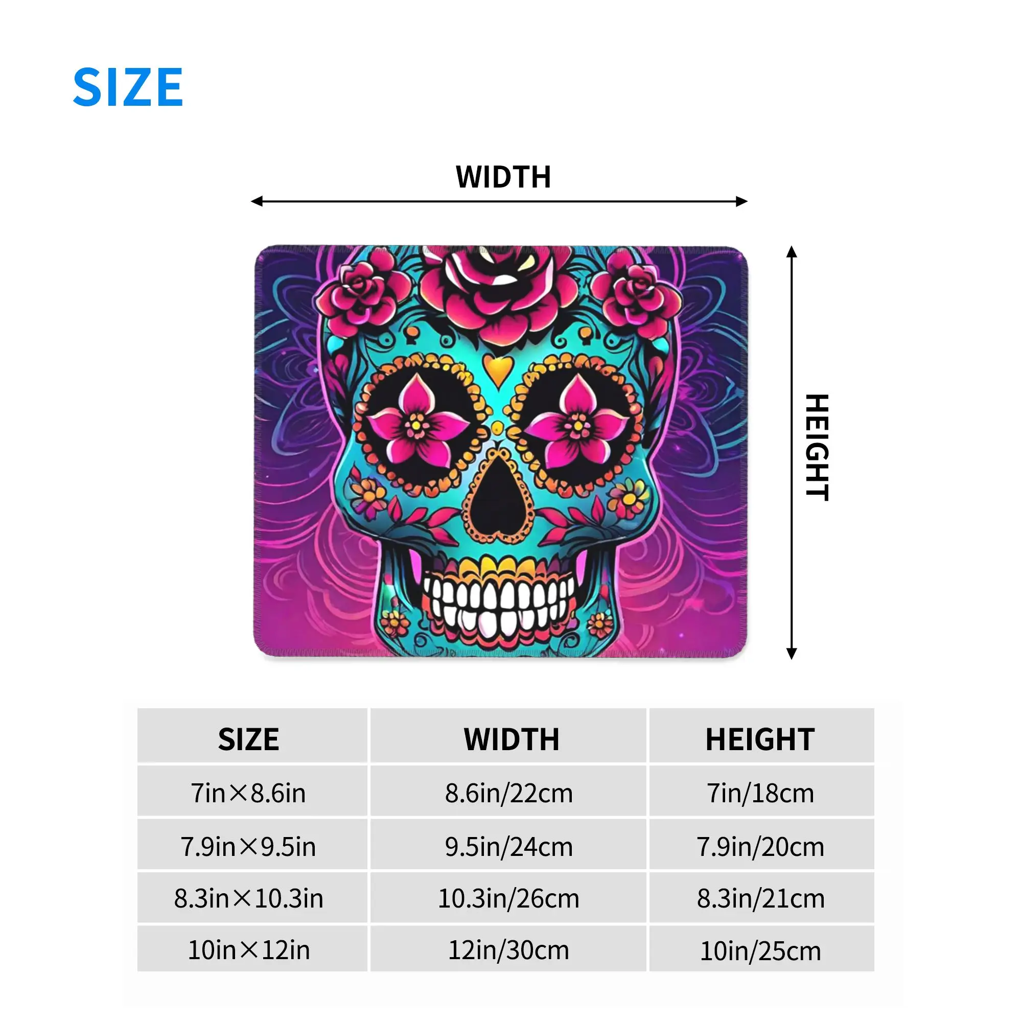 Mexican Sugar Skulls And Flowers Mouse Pad Computer Keyboard Mouse Mat Gaming PC Laptop Desk Mat Office Accessories Table Mats