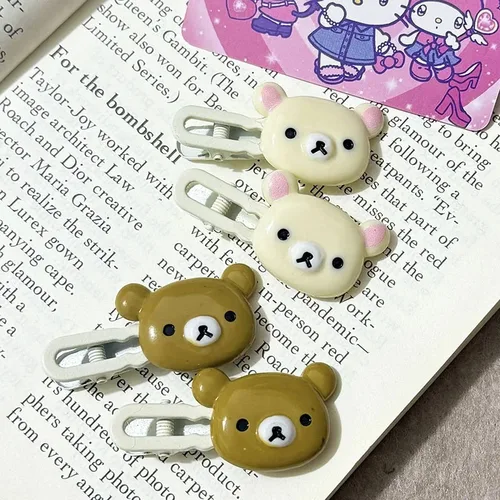 Imagen 2 del producto Pinzas para el cabello Rilakkuma para niñas, horquilla de oso relajante Kawaii, horquilla con flequillo para mujeres, Clip de pico de pato a la moda, adornos para el cabello para niños, regalo