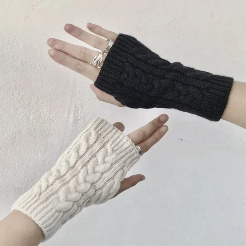 Winter Soft Knitted Gloves Warm Elastic Winter Full Finger Gloves Solid Color Daily Outdoor Cold‑proof Handwear for Women Men