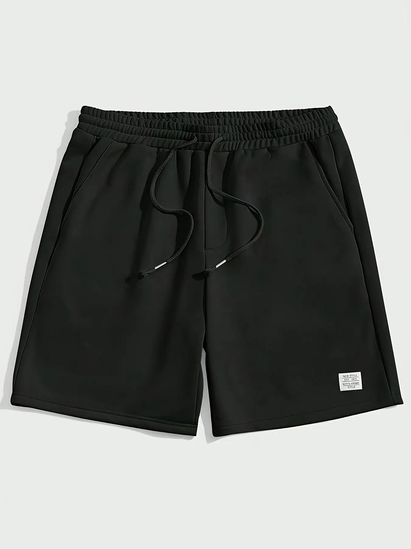 

Men's Plain Regular-Style Knitted Shorts with Drawstrings and Elastic Waistband, Letter Embroidered Logo, Casual Shorts, Suitable for Summer Basketball, Beach Vacation, Daily Travel, Fitness and Other Scenes
