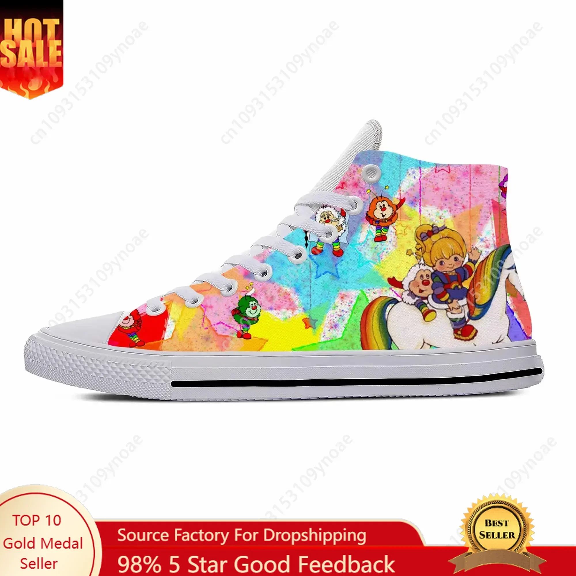 

Brite Anime Cartoon Manga Comic Rainbow Fashion Casual Cloth Shoes High Top Lightweight Breathable 3D Print Men Women Sneakers