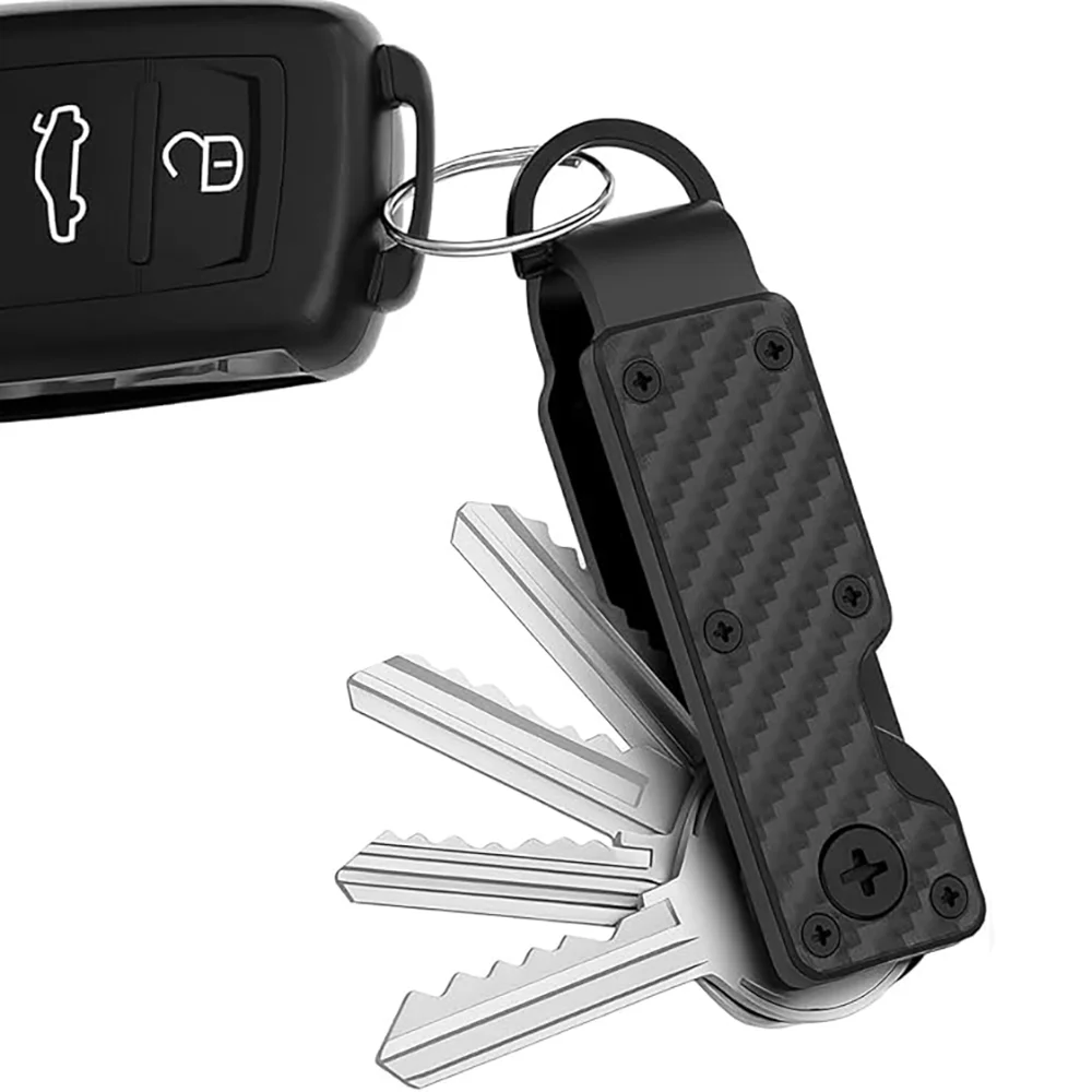 

Key Organizer, Minimalist Silent Key Fob, Compact EDC KeyChain, Silent Keychain with Ring Buckle - Holds up to 1-5 Keys