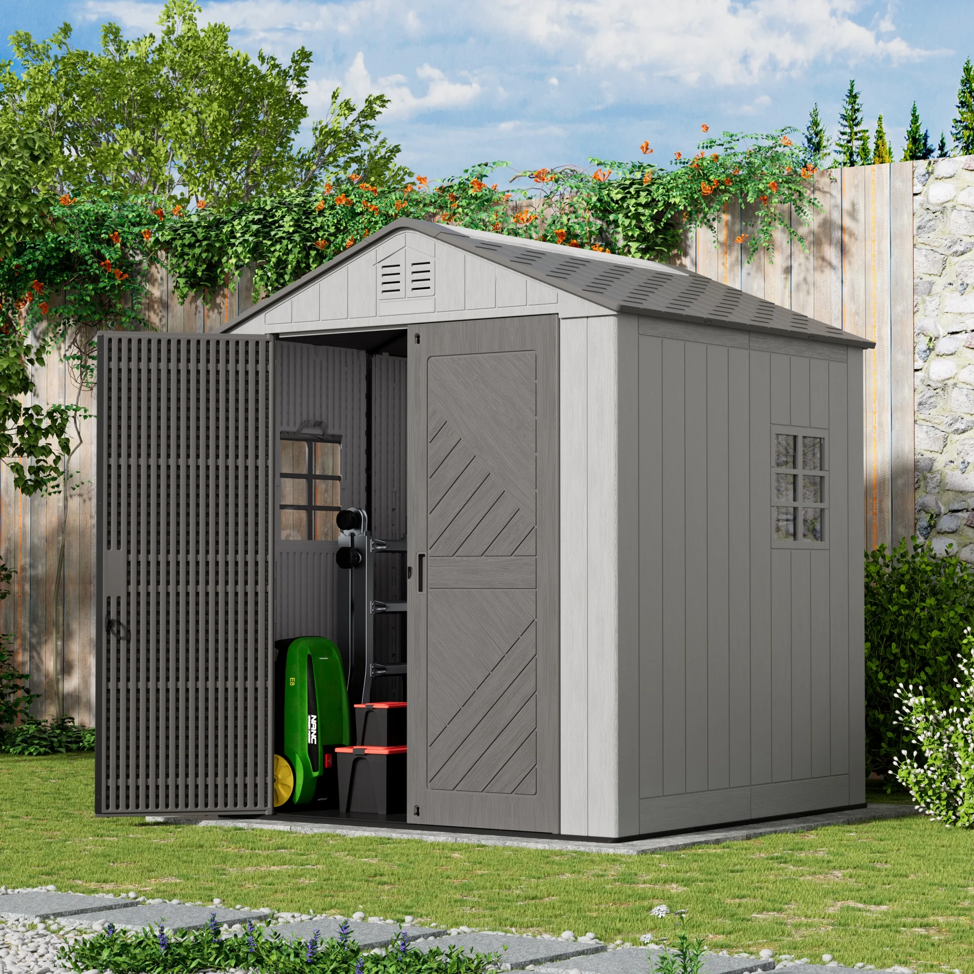 Outdoor Garden Storage Shed – Waterproof HDPE Material for Storing Patio and Lawn Equipment